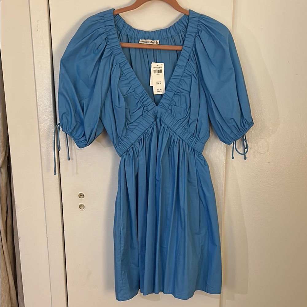 NWT Abercrombie & Fitch Blue Puff Sleeve Dress